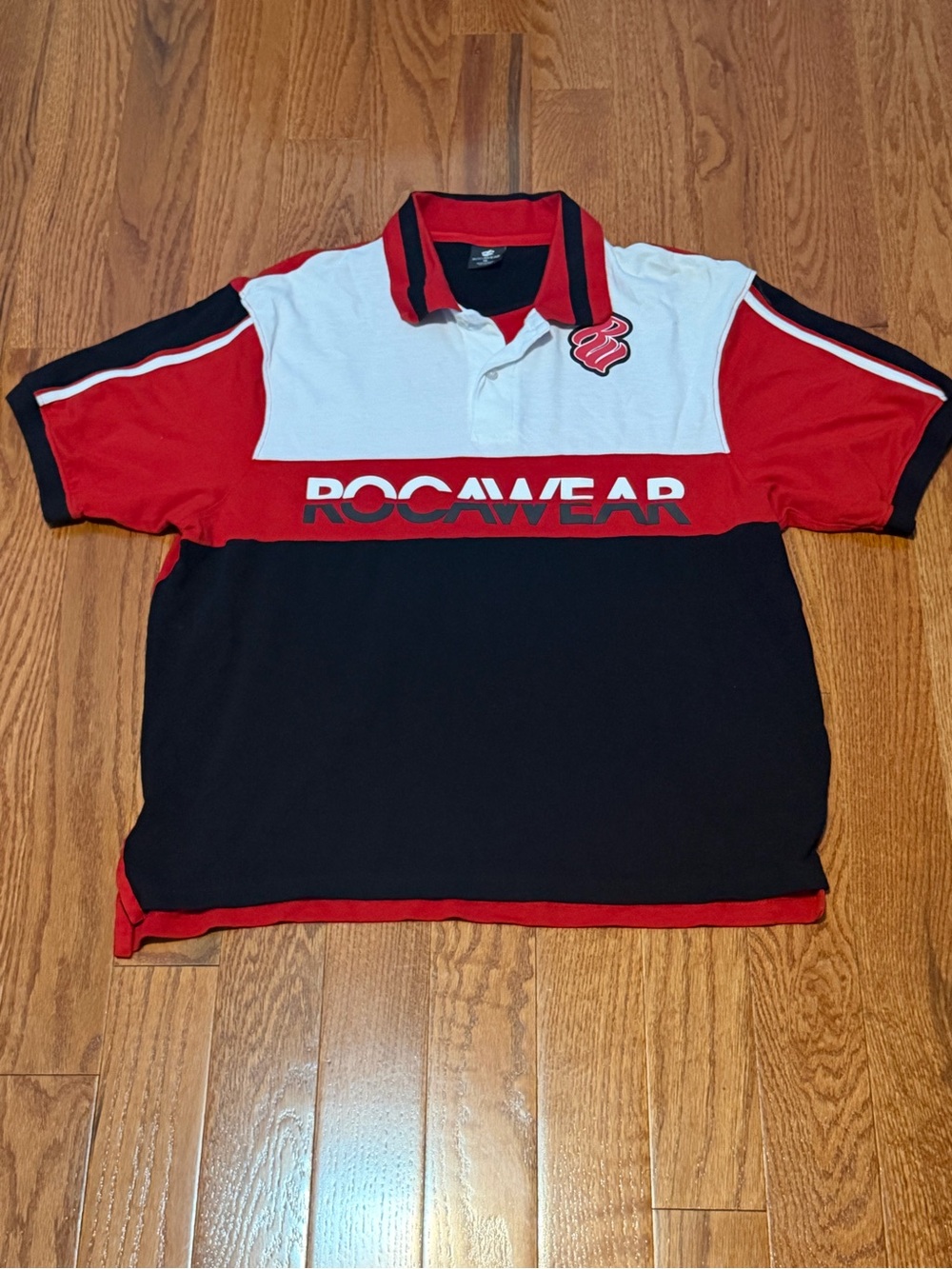 Vintage Rocawear Red, White & Black Colorblock Polo Shirt